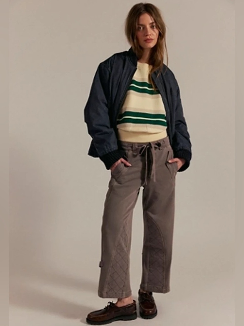 Free People Safari Sun Cropped Pants NWT Gravel Rock